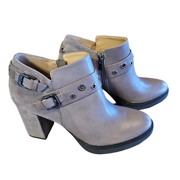 Naturalizer Cassia Modern Grey Leather Ankle Comfort Booties NEW - Picture 1 of 7